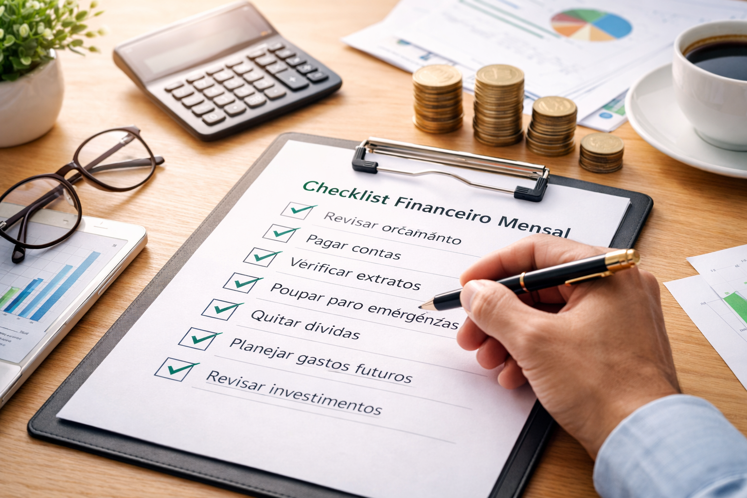 Checklist financeiro mensal para manter as contas sob controle