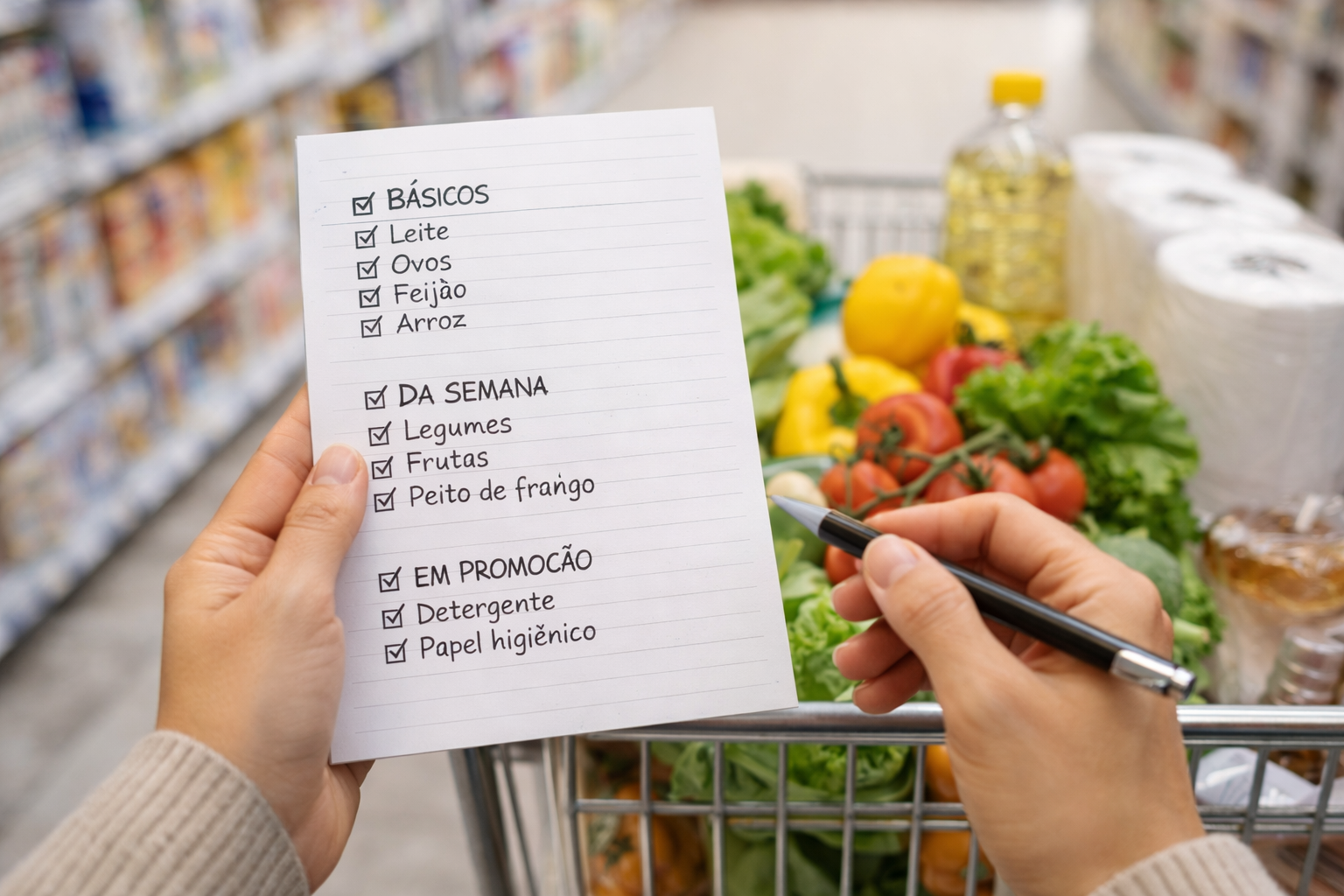 Como organizar lista de compras inteligente para gastar menos todo mês